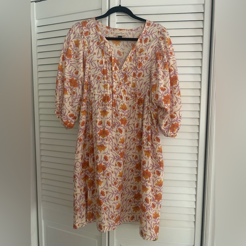 Universal Thread Floral Dress - Orange and Cream
